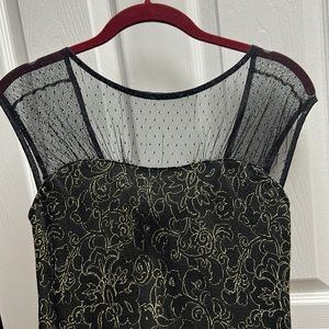 Black and gold mesh cocktail dress